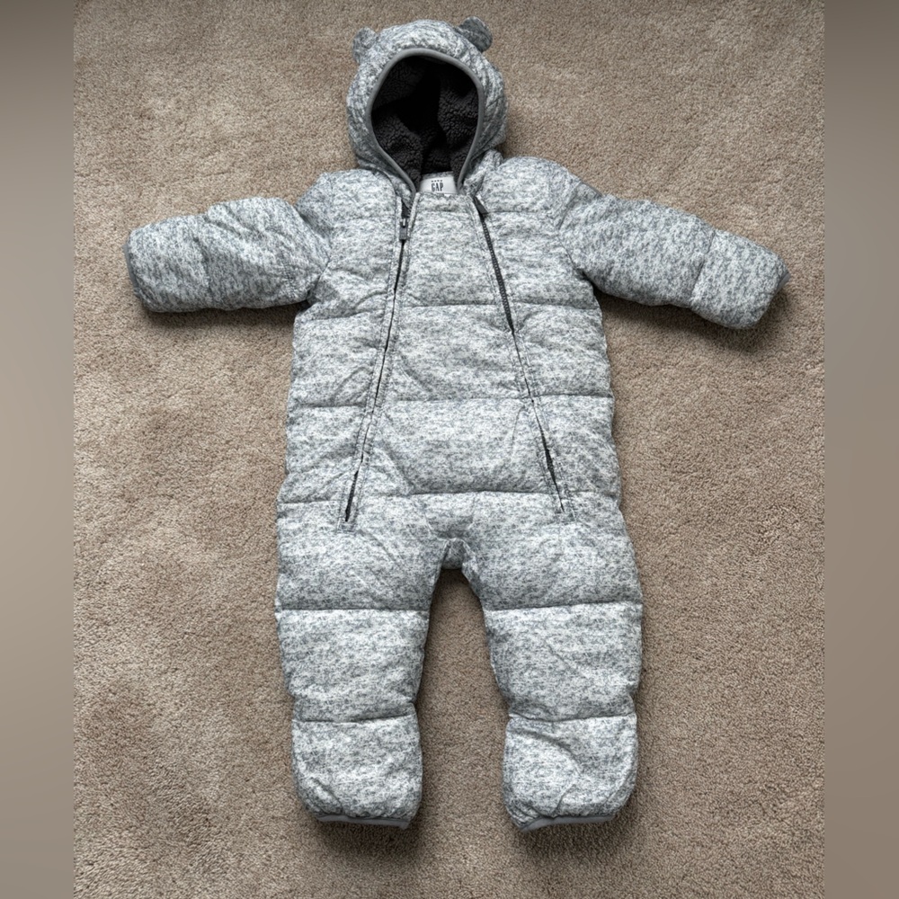 Baby Gap Green/Grey Fleece Lined Baby Snowsuit